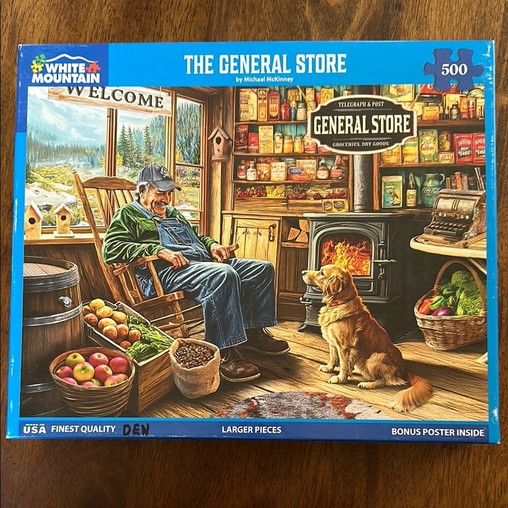 White Mountain The General Store 500-Piece Jigsaw Puzzle - Blue
